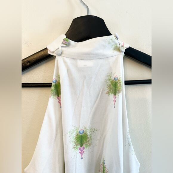 Vintage maxi dress sleeveless printed 60s 70s boho abstract one of a kind unique - Picture 4 of 11